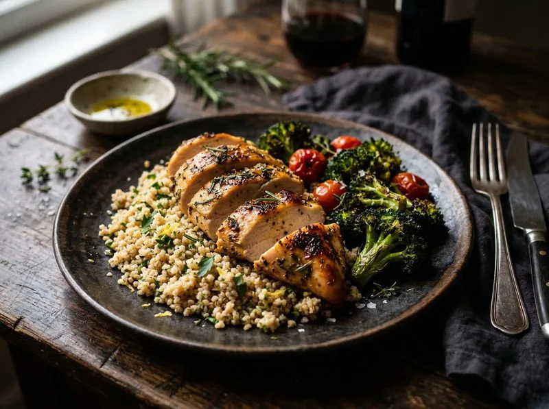 Baked Chicken Broccoli Whole wheat couscous