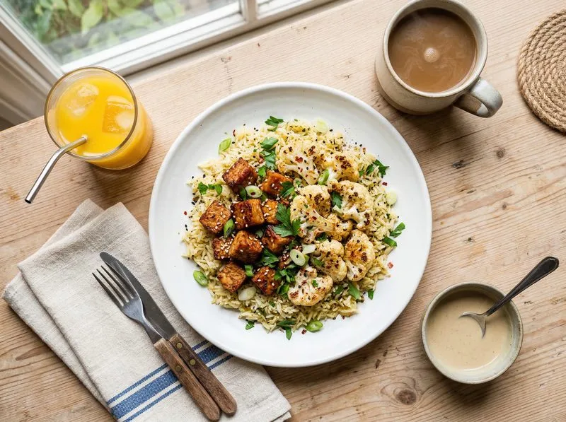 Baked Tempeh Cauliflower Basmati rice