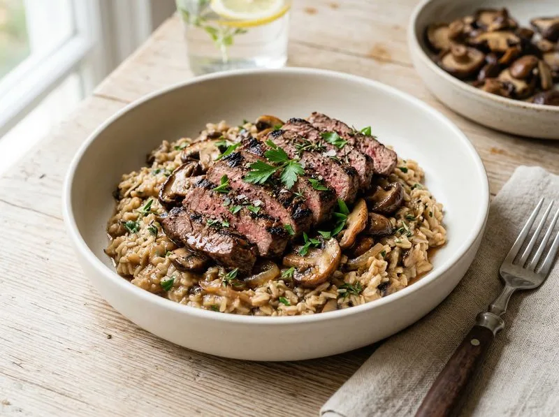 Grilled Beef Mushrooms Oats