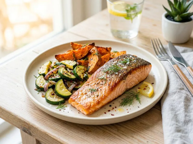 Pan-seared Salmon Zucchini Sweet potato