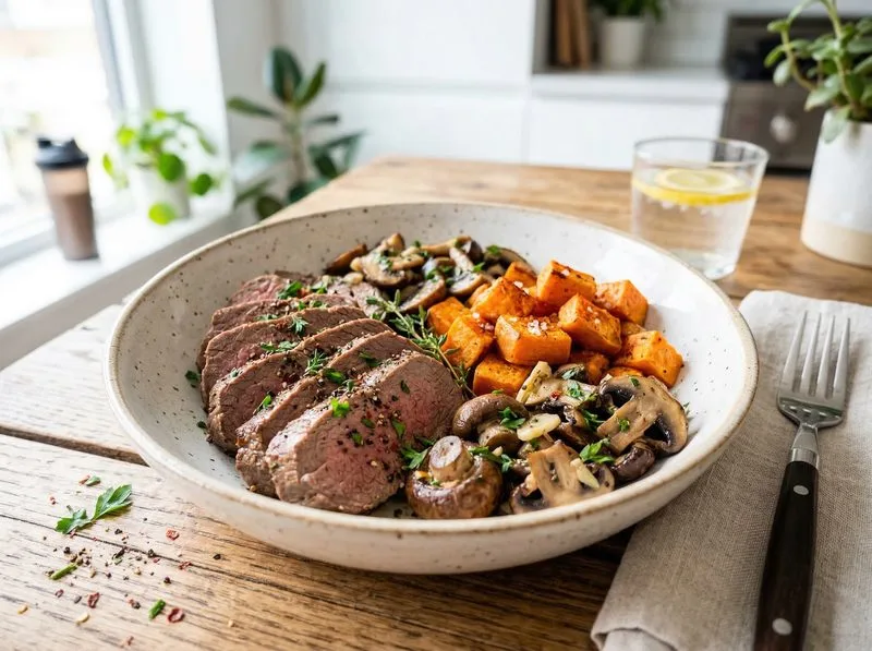 Steamed Beef Mushrooms Sweet potato