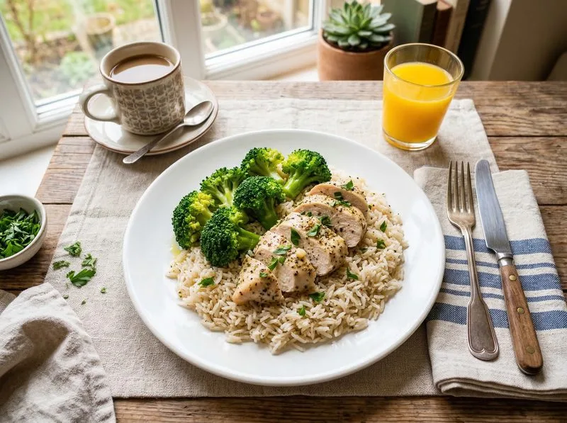 Steamed Chicken Broccoli Basmati rice